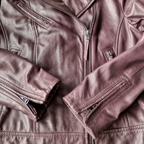 Marc Cain Wine Coloured Leather Jacket - Picture 13 of 16
